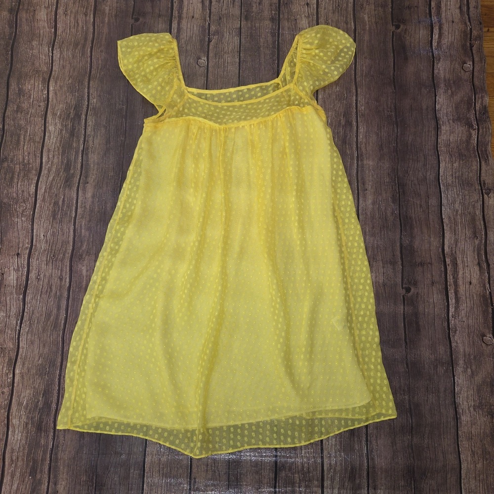 Vintage Milly Swiss Dot Babydoll Mini Dress Womens 4 Yellow Y2K Fairy Whimsigoth
